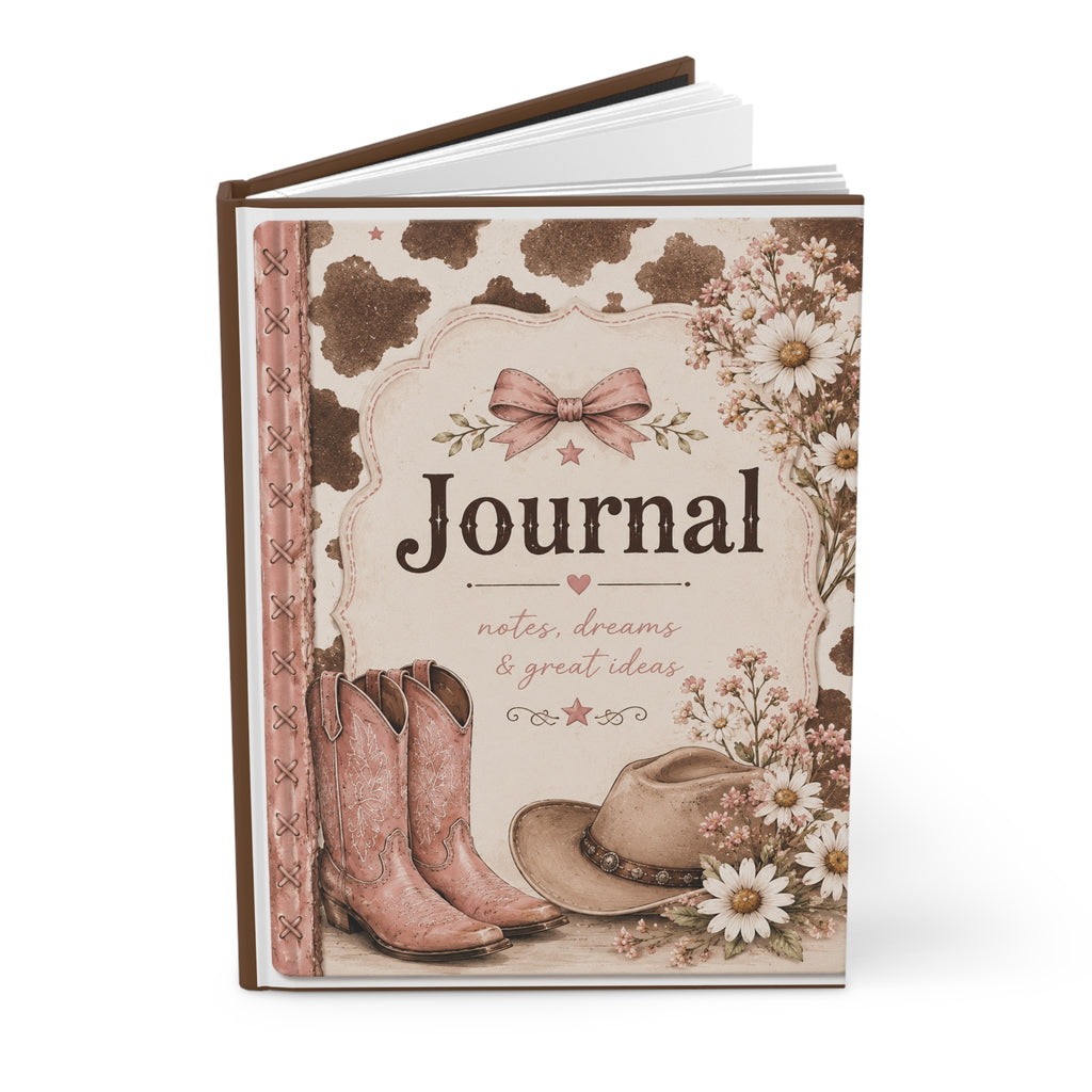 Cowgirl Floral Hardcover Journal — "Journal: notes, dreams & great ideas" (Rustic Western Notebook)