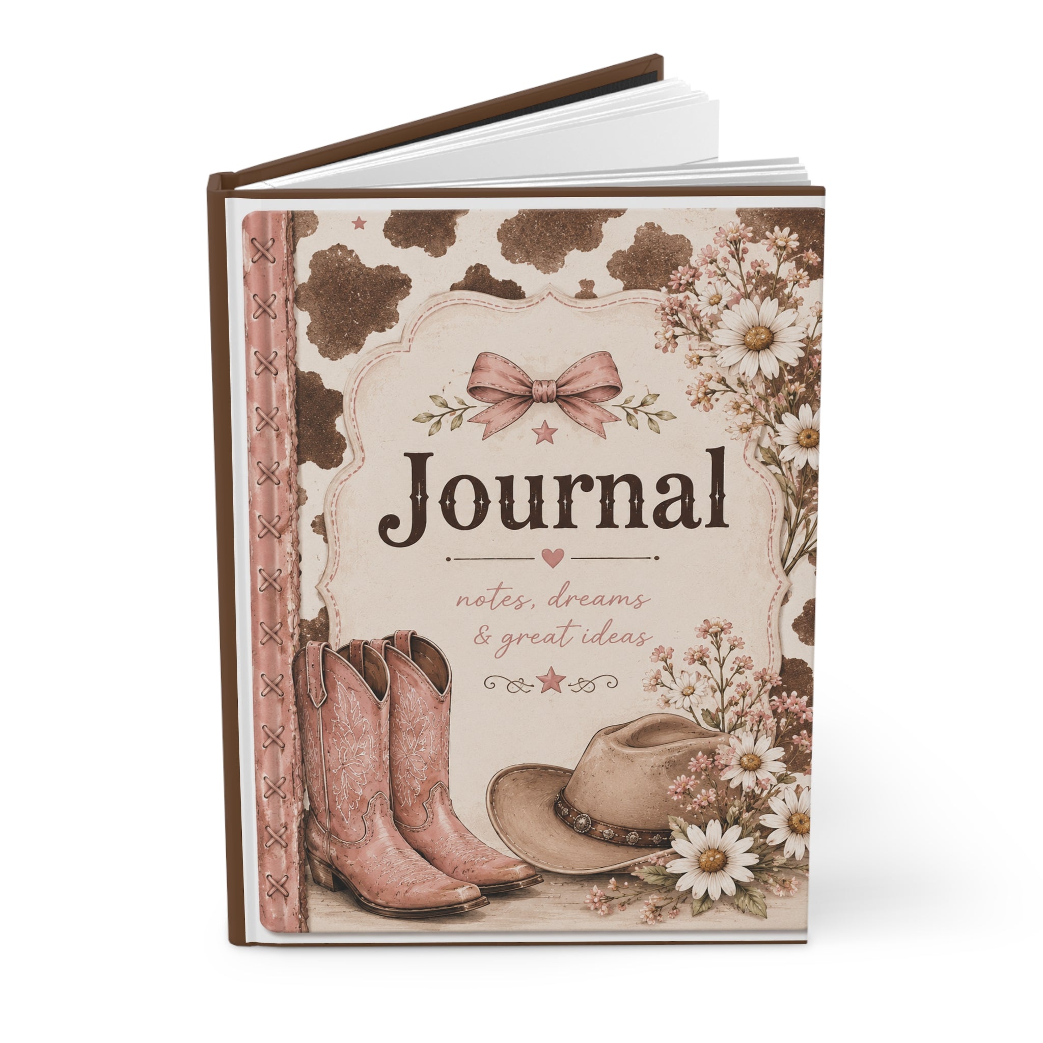 Cowgirl Floral Hardcover Journal — "Journal: notes, dreams & great ideas" (Rustic Western Notebook)
