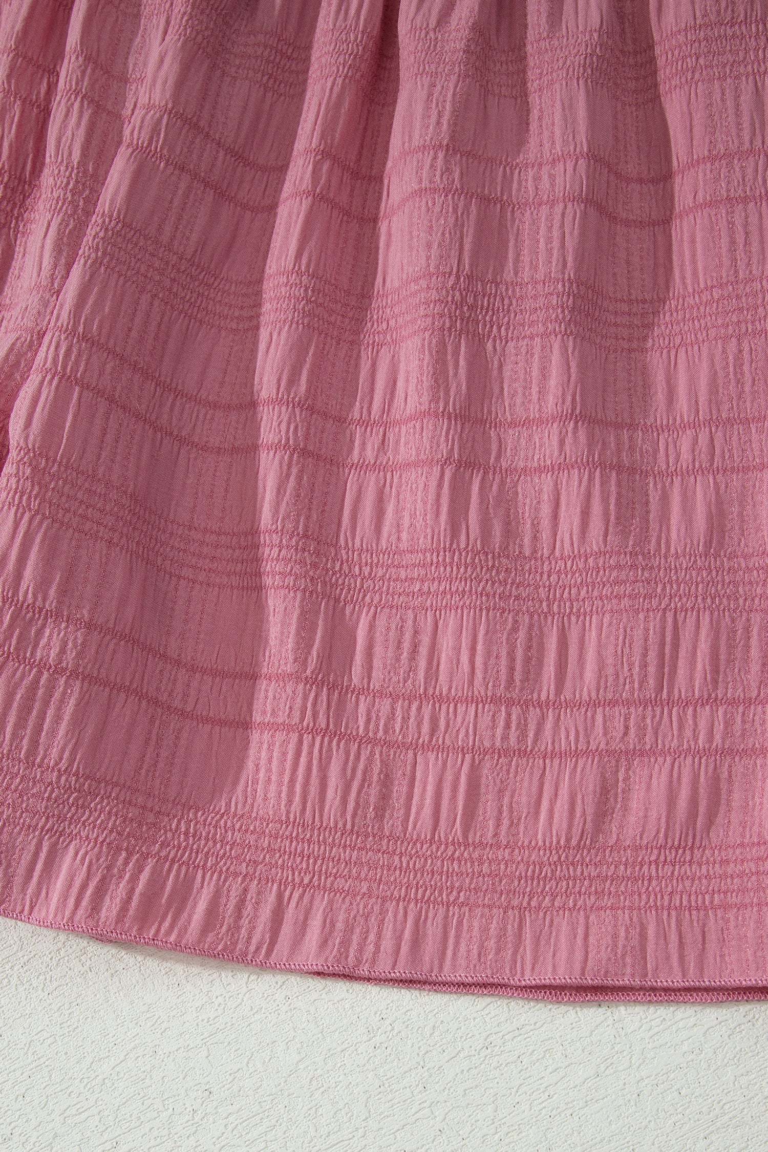 Peach Blossom Textured Square Neck Top and Shirred High Waist Shorts Set