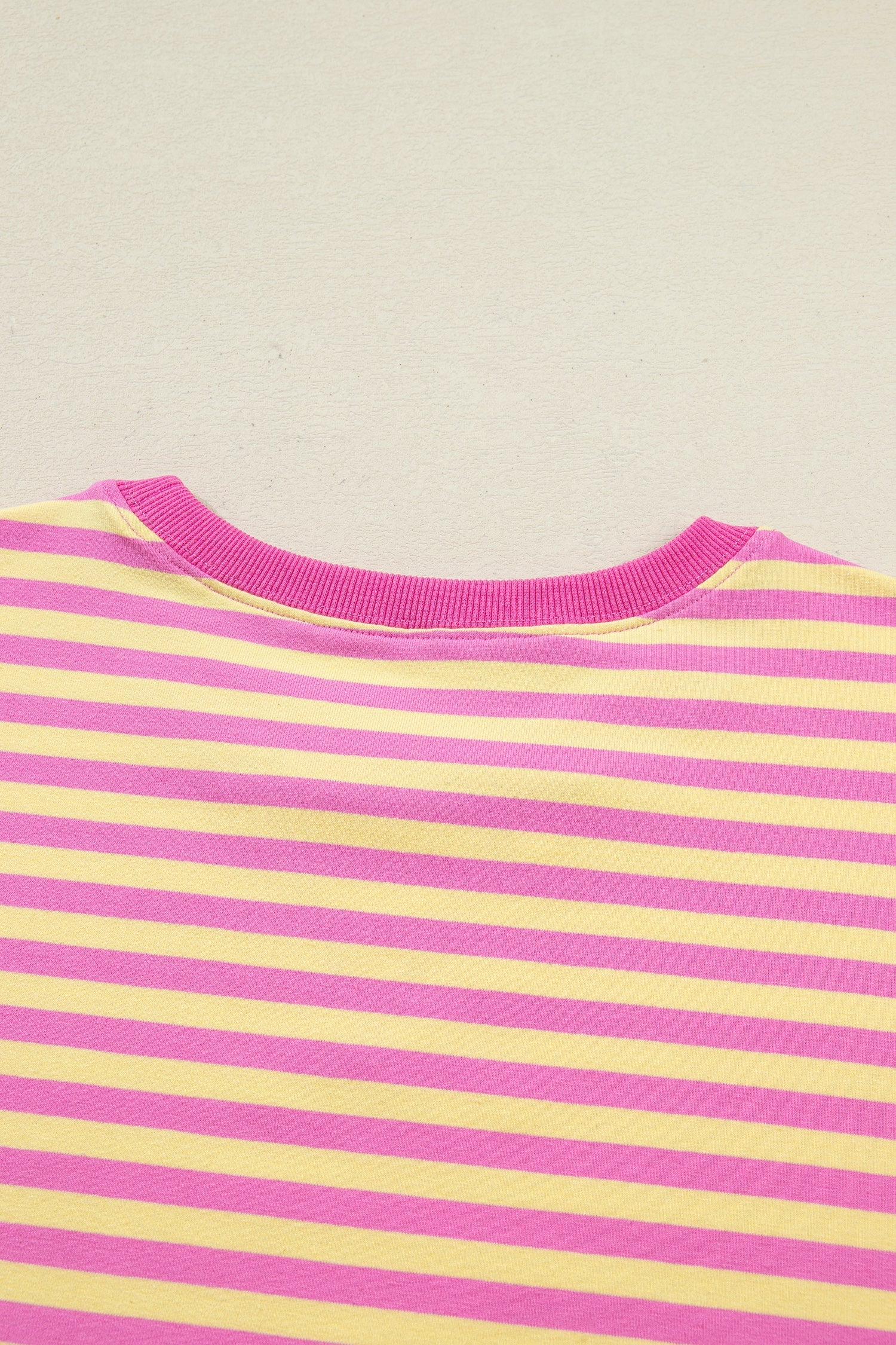 Rose Stripe Drop Shoulder Boxy Casual Terry Short Set