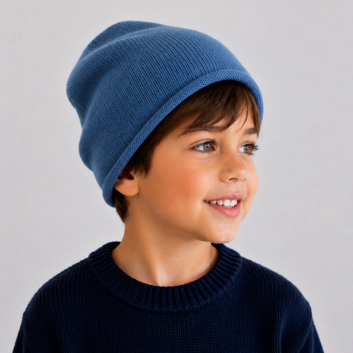 CASHMERE ROLLED CUFF HAT-PALACE BLUE