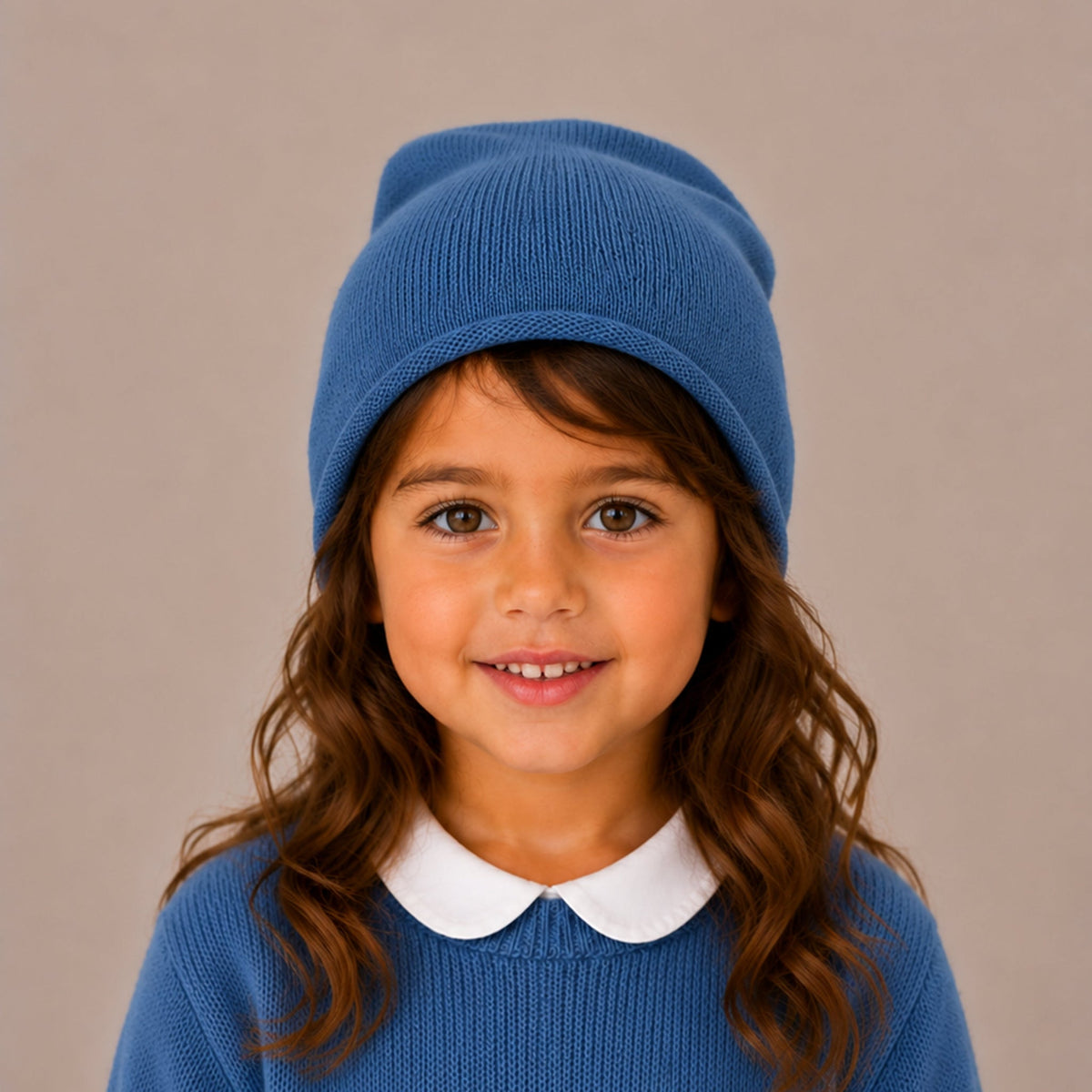 CASHMERE ROLLED CUFF HAT-PALACE BLUE