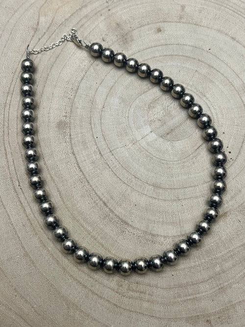 8mm Sterling Pearl Necklace — 14 inch