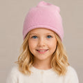 CASHMERE ROLLED CUFF HAT- DUSTY PINK