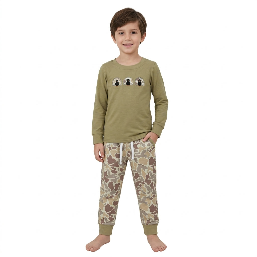 Long sleeves turkey camo pants boy Thanksgiving outfits