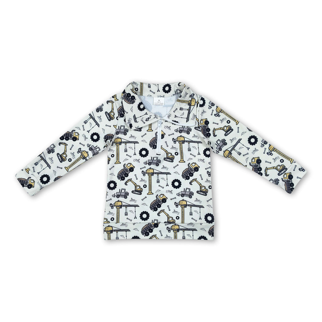 Long sleeves constructions kids boys zipper pullover