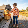 Plaid pumpkin leaves kids boys zipper fall pullover
