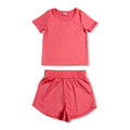 Short sleeves peach top shorts kids girls yoga active set
