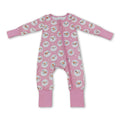 Pink snowman long sleeves baby girls zipper romper