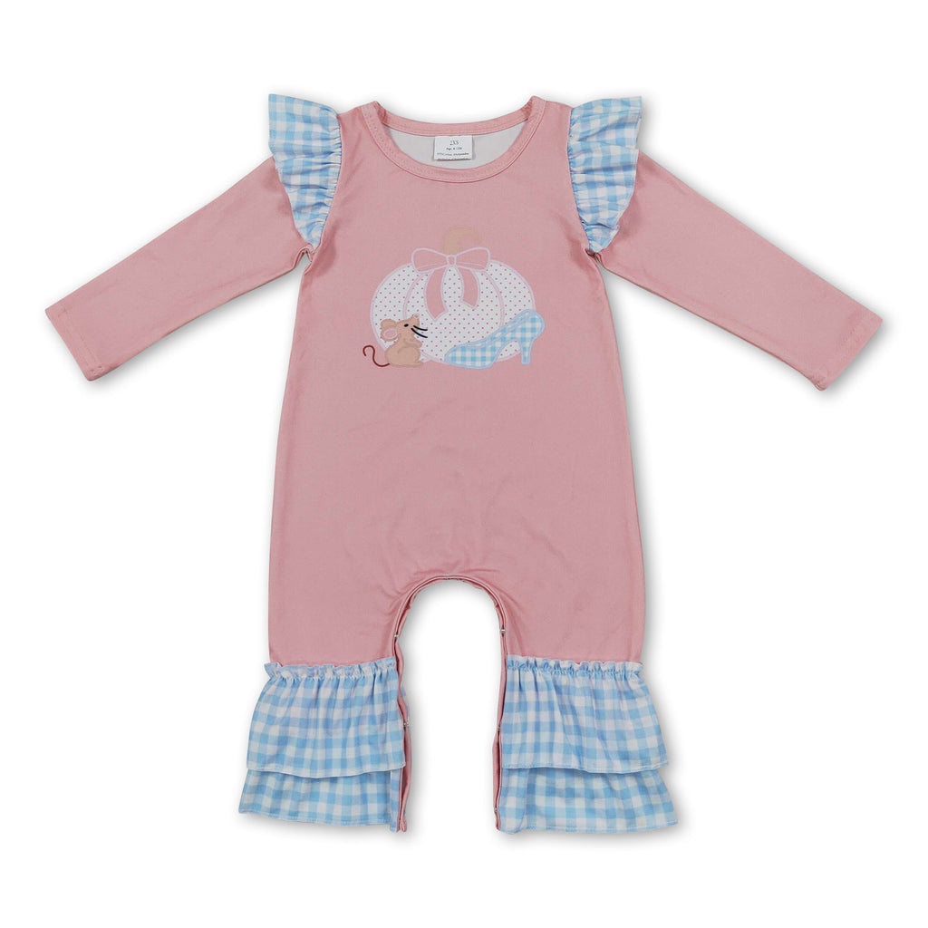 Long sleeves pumpkin shoes baby girls fall romper