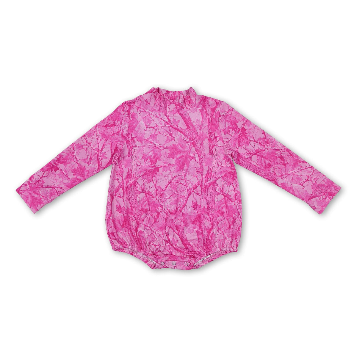 Long sleeves pink leaves camo baby girls romper