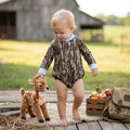 Light blue plaid olive camo long sleeves baby kids romper