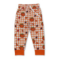 Orange pumpkin plaid pockets kids boys fall pants