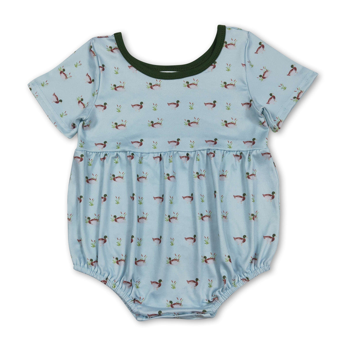 Short sleeves light blue duck baby boy summer romper