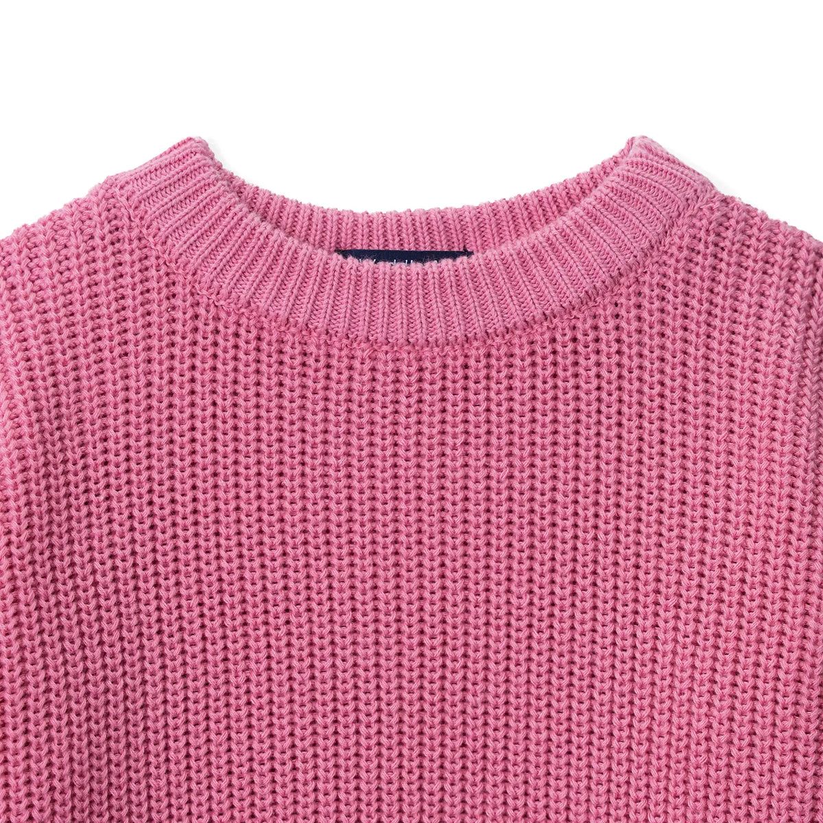 Classic Knit Baby Sweater in Rose Pink