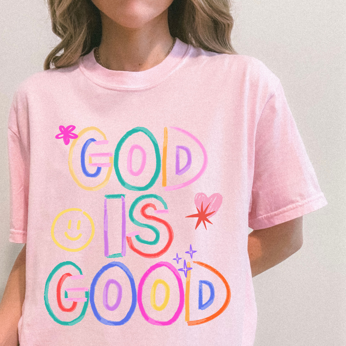God Is Good Colorful Graphic Tee – Faith Based Christian Shirt
