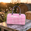 Country Lilac Checkered Speedy Western Genuine Leather Purse