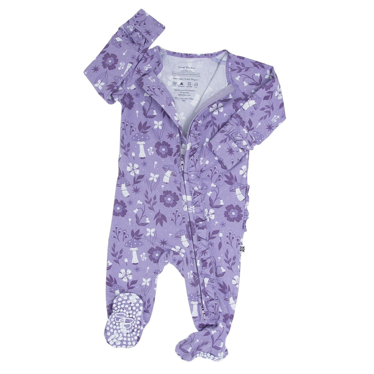 Mushroom Floral Ruffle Footie