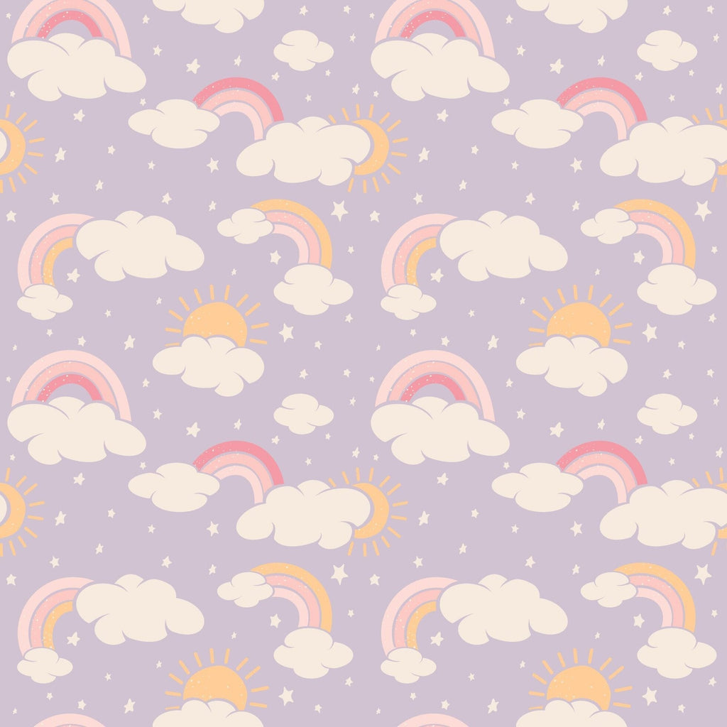 Lavender Rainbows and Clouds Ruffle Baby Footie