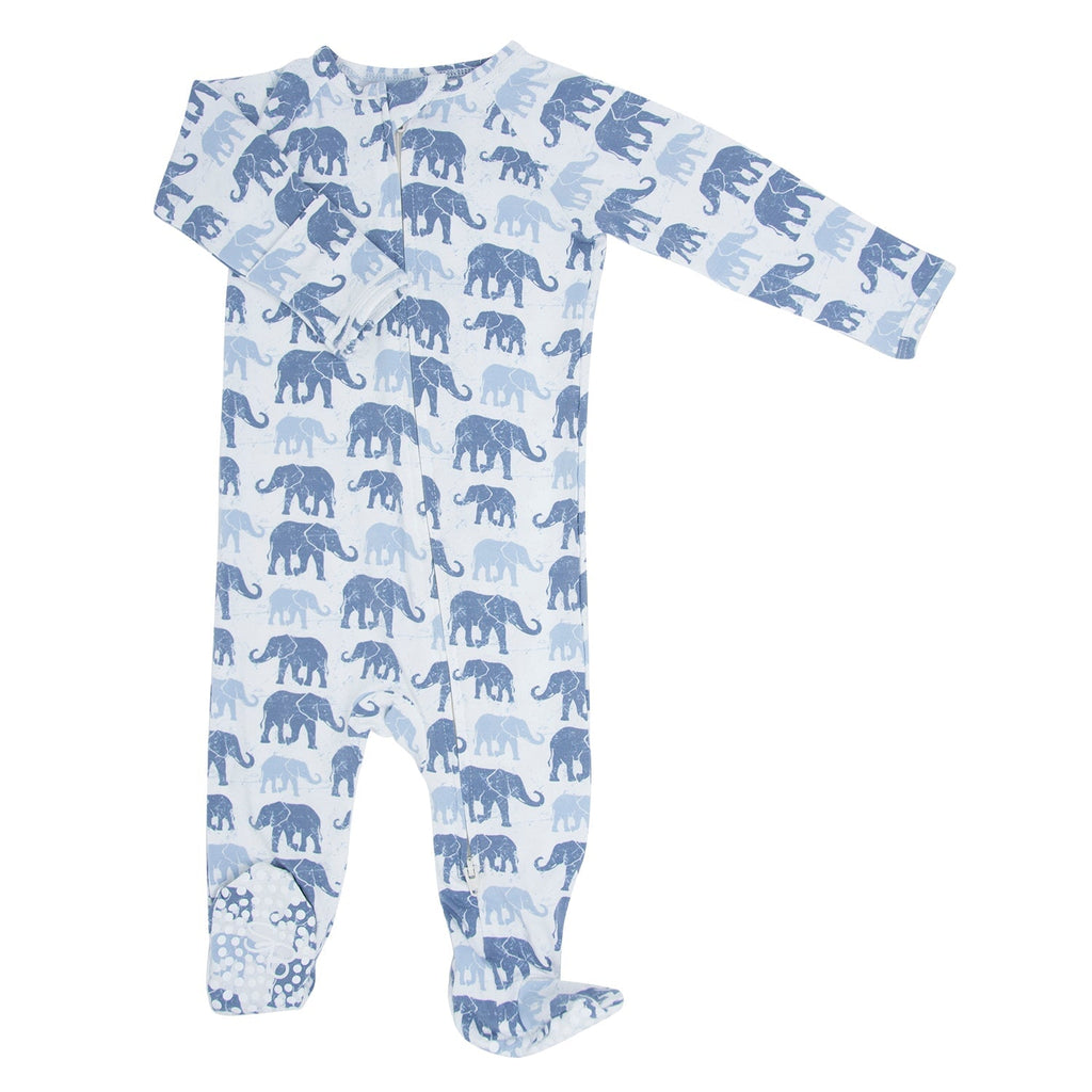 Blue Elephant Zipper Footie